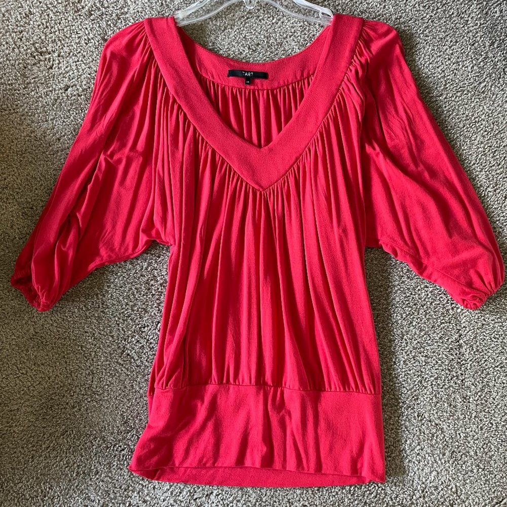 Tart Dolman-Sleeve V-Neck Top Size XS Hot Pink (NWOT)